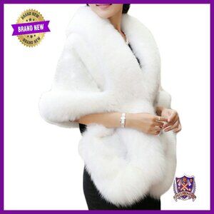Winter Faux Fur Cape Shawl for Evening Party Wedding Bride Cloak